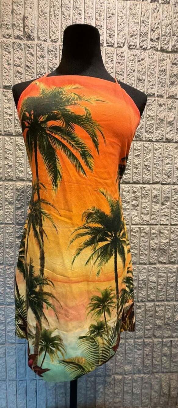 684 Farm Rio Tropical Sunset Palm Tree Dress Size S